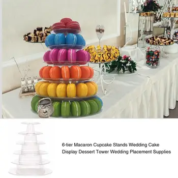 6-lags Macaron Cupcake Står bryllupskage Vise Dessert Tower Bryllup Placering af Forbrugsstoffer Opbevaring Indehavere Stativer