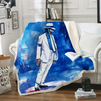 Michael Jackson 3d Printet Fleece Tæppe til Senge Tyk Dyne Mode Sengetæppe Sherpa Smide Tæppe Voksne Børn 03