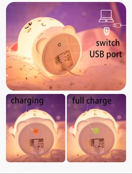 USB-Soveværelse sengelampe for Børn BabyTouch Sensor Farverige LED Nat Lys RGB Silikone USB-Genopladelige