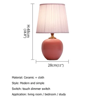 FE Touch Lysdæmper bordlampe Keramiske Pink Bruser Lys, Moderne Dekoration til Hjemmet Soveværelse
