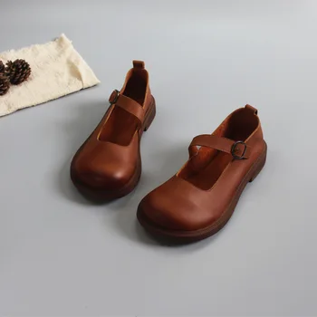 Careaymade-Ægte Læder original håndlavet kvinder ' s sko er retro enkelt sko,komfortable lavvandede munden stor leder sko