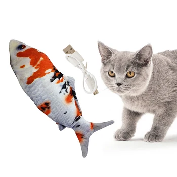 30CM Pet Cat Toy Realistisk Fisk Kort Plys Fisk USB-Opladning, Simulering af Elektrisk Dancing Flytter Floppy Fisk Vaskbar