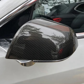 Ægte Carbon Fiber Bil Side Spejl Dækker Spejlene Trim for Tesla Model 3 2018-2019