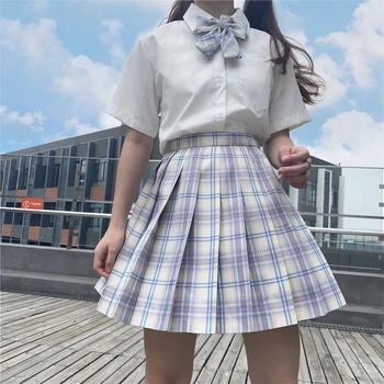 Japansk Samling JK Plisseret Nederdel Jk Plaid Uniform Kawaii Sømand Nederdel Med Uafgjort, For Piger Studerende Four Seasons Generelt 2XL
