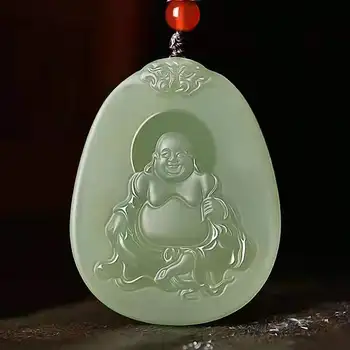 Naturlig hetian jade Buddha Guan yin grøn jade vedhæng unikt design jadeite jade halskæde til mænd-smykker til kvinder vedhæng