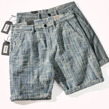 2021 Sommeren Nye Amerikanske Denim Shorts til Mænd Mode Personlighed Retro Bomuld Vaskes Gamle Lige Casual Fem-punkt-Bukser