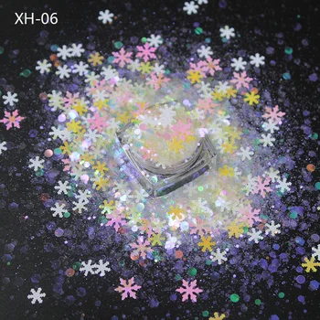 1Bag/10G Holografiske Snefnug Glitter Pailletter Chunky Mix Multi-former Flager Laser Glimmer Til Negle Manicure Kosmetiske Flager