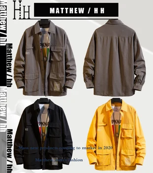 2020 MATTHEW/HH Efteråret mænds afslappet frakke kort pels lange ærmer Mandlige fashionable campus-stil streetwear J004