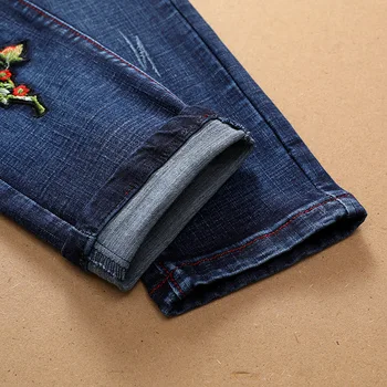 Mænds Stretch Jeans Slim Fit Straight Denim Bukser, Vintage Bukser