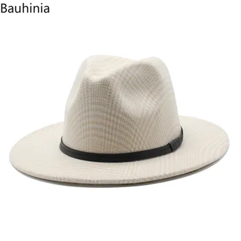 Bauhinia Fashion Kvinder Mænd Jazz Kirken Fadder Sombrero Caps Uld Fedora Følte Cap Wide Brim Trilby Dupsko Feminino Hat