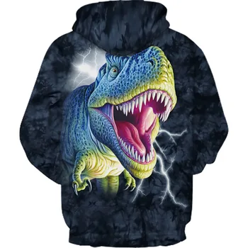 2021 Forår Og Efterår 3D Printet Dinosaur Hoodie Cool Fashion Sweatshirt