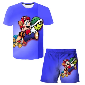 Mario bros t-shirts Passer til Baby Drenge T-Shirt børnetøj Sæt T-shirt & Shorts i 2 Stykker Sæt Piger Drenge Tøj, Bukser Kulør