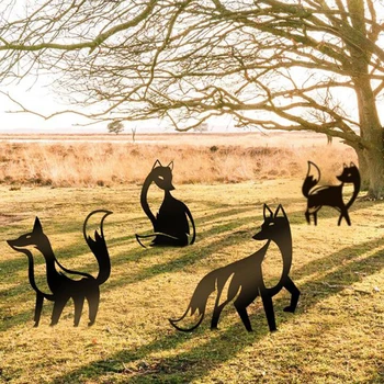 Metal Foxs Have Spil 3D-Animalske Form Yard Art Skulpturer Til Haven Indretning Adornos Jardin Jardineria Decoracion Jardin