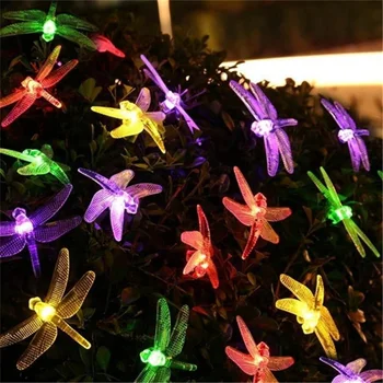 5M 20LED Dragonfly Sol Lys Udendørs Lys LED Haven Vandtæt Lys, Sol Græsplæne juledekoration Solar Light String