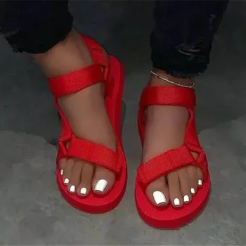 2020 Kvinder Ankel-Strap Sandaler Sommer Lave hæle Sko Åben Tå Casual Sko lys Beach Sandaler Plus Size 35-42