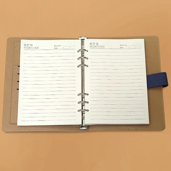 Retro Almindeligt Simpelt A5 Løs-Blad Notebook PU Business Notesblok Løs-Blad Studerende Dagbog