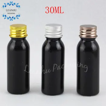30 ML Sort Plastik Flaske Med Aluminium Cap , 30CC Toner / Lotion Emballage Flaske , Tom Kosmetiske Container ( 50 PC/Masse )