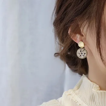 Koreanere Enkel Udsøgt Zircon Geometri Nål Stud Øreringe Temperament Fashion Kvinder Girl Smykker Tilbehør