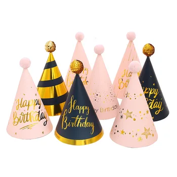 Ins Stil Sequined Pels Bolden Fødselsdag Hat Bronzing Glitter Party Supplies Voksne Børn, High-end-års Fødselsdag Dress Up Papir Hat