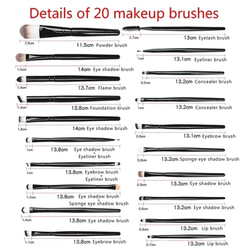 20pcs Makeup Pensler Kit Kosmetiske Eyeshadow Eyelash Eyeliner Øjenbryn Foundation Blending Lip Brush Gøre op Skønhed Sæt Værktøjer