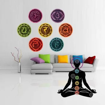 7pcs Bedst sælgende Yoga Meditation vægdekoration PVC-Mærkat til Soveværelse vægoverføringsbillede Flytbare Væg Sticker Indretning Yoga Tapet