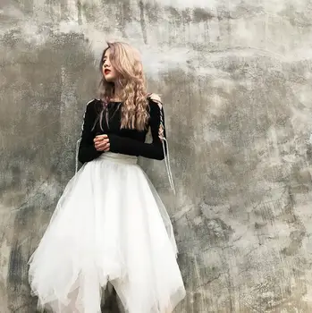 Forår sommer kvinders landingsbane fashion Designer stil hvid mesh nederdel kvindelige sexet mode høj talje uregelmæssig, sort nederdel TB960