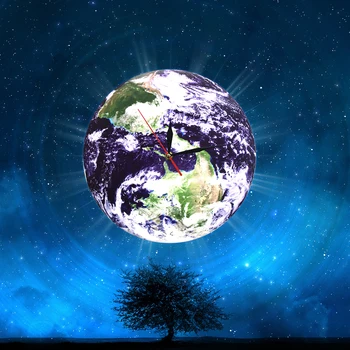 3D-Verden, Moderne vægur Planeten Jorden vægur Himmelsk Ydre Rum Væg Kunst, Indretning Jordens Dag Videnskab Gave Redde Jorden