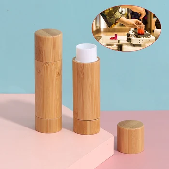 4g/4ml Tom Naturlige Bambus DIY Læift, Lip Balm Lip Rør Kosmetiske Beholder Tom Lip Gloss Rør