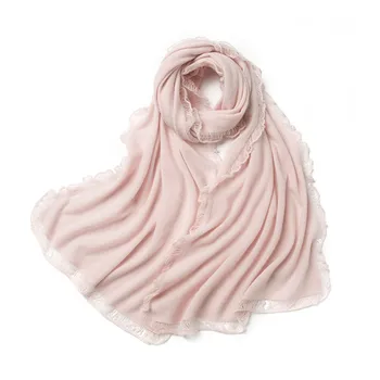 Cashmere strik kvinder mode pjusket tørklæder solid farve flounced pashmina sjal 70x200cm engros-retail