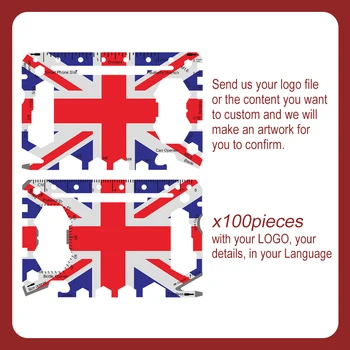 BRITISKE flag Andet land billedet tilpasset til multi-værktøj-kort tilpasset mærke øl oplukkere
