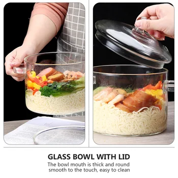 Klart Glas Nudler Skål med Låg Høj Temperatur Glas Grød Pot (1350ML)