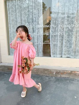 2021 Forår Sommer Nye Ankomst Piger Koreanske Mode Design Kjole Børn Bomuld Kjole Piger Dress