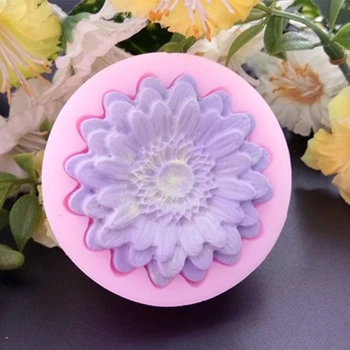 Nye 3D-Krysantemum Sæbe Skimmel Blomster Silikone Forme Stearinlys Forme Solsikke Kage Dekoration Engros-Værktøjer