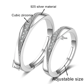 SINLEERY s925 sterling sølv kærlighed par ringe, justerbar størrelse kvinde par ringe jubilæum Bryllup Ring 2021 Tendens ST053 SSK