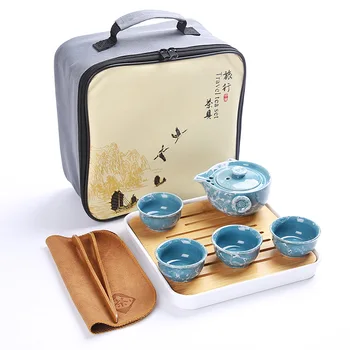 Bærbare Keramiske Teaware Sæt Kinesiske Kung Fu Te Sæt Tekande Teaware Med Rejsende Taske Teaset Gaiwan Te Kopper Te Ceremoni