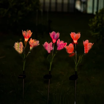 Solar plug græsplæne lampe 3 Led farverige automatisk farveskift lanterner, kunstige Dekorative Udendørs Græsplæne Lampe Hjem Haven