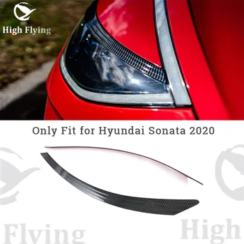 For Hyundai Sonata DN8 2020 2021 Bil Tilbehør ABS Carbon Forlygte Lampe Øjenbryn Strip Panel Dækker Trim 2 Stk