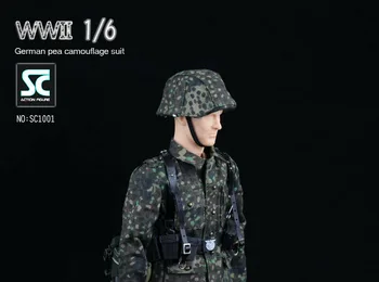 1/6 Camouflage Tøj Sæt WWII tysk Soldat Ært Ensartet Hat Hjelm, der Passer til 12