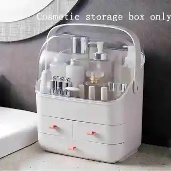 Kosmetiske Storage Box Holder Makeup Organizer Med Støvfri Dække Bærbare Håndtere Åbne Vandtæt Låg Støvtæt Skuffer