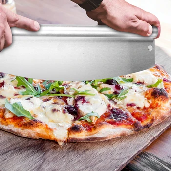 Aluminium Pizza Skovl Skræl Med Foldbar Træ Håndtag og Wienerbrød Værktøjer Rocker Cutter til Bagning Udskæring Padle Spatel Cake Cutter