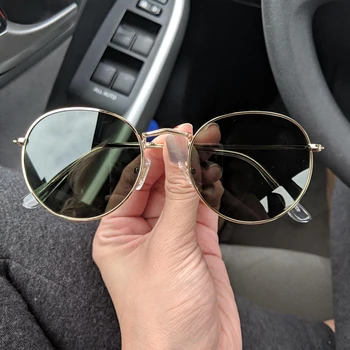 Små Runde Polariserede Solbriller Til Kvinder, Mænd Classic Vintage Retro Nuancer UV400 Solbriller Letvægts Metal Frame Briller