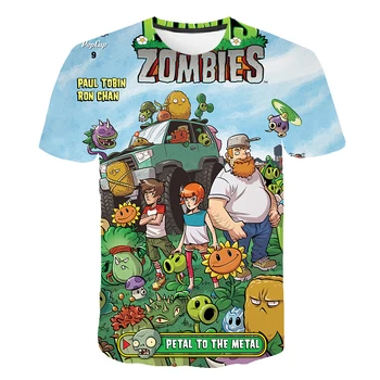 3D-Tegnefilm Botanik Sjove Spil Zombier Drenge Piger-T-Shirt Børne Tøj 4-14 År Børn Sommeren Korte Ærmer Dejlig Tee Teenager Toppe