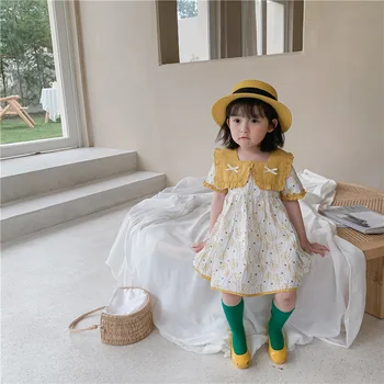 Børns 2021 Sommer Ny koreansk Tøj Piger Nøgne Ryg Brudt Blomst Prinsesse Tynd Kjole