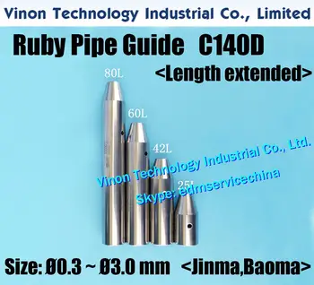 Ø1.0mm Ruby Rør Guide C140D (Længde Forlænget L=60mm) Rør Bore Guide for Jinma Baoma edm bore maskine, lille hul edm