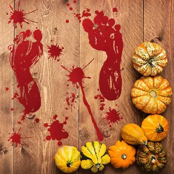 Aftagelig Halloween Blodige Hånd Print/Fodaftryk Mønster Wall Stickers Part Prop Indretning