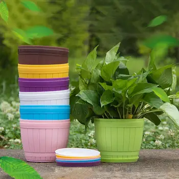 Plastik Planter Flower Pot Plader Sæt Urtepotter Havearbejde Beholdere Med Drænhuller Holde Jorden Drænet Og Ventileret