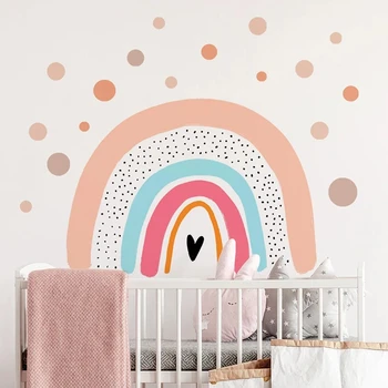 Rainbow Wall Stickers til Babys værelse Soveværelse Tile Wall Decor Flytbare Kærlighed Hjerte PVC Vægmalerier til Værelse Dekoration i Hjemmet Indretning