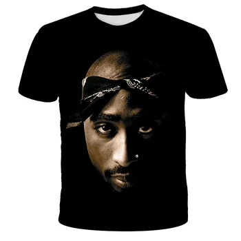2021 Sommeren Mænd Kvinder Hot Salg Rapper 2Pac Shakur 3D Printet T-shirt Unisex Fashion Casual Cool kortærmet Streetwear Tee Toppe