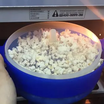 Ny Skål Popcorn Mikrobølgeovn Foldbare Silikone Rød Blå Køkken Nemme Værktøjer DIY Spand Popcorn Skål Maker Med Låg