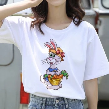 2021 Ny Dame T-Shirt Med Grafisk Print Sommeren Kawaii Søde Piger Korte Ærmer Mode Afslappet Kvindelige Top Tees Hvid T-Shirts